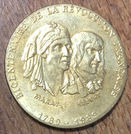 RÉVOLUTION FRANÇAISE MARAT HÉBERT MÉDAILLE MONNAIE DE PARIS JETON TOURISTIQUE TOKENS MEDALS COIN - Sonstige & Ohne Zuordnung