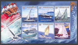 Guinea, Guinee, 2010, Sailing, Yachting, Boats, Ships, MNH Sheetlet, Michel 7487-7492 - Guinée (1958-...)