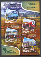 Guinea, Guinee, 2015, African Trains, Locomotives, MNH Sheetlet, Michel 11473-11476 - Guinée (1958-...)