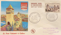 P) 1955 FRANCE, LANDSCAPE STAMP, FDC, COVER THE VALENTRÉ BRIDGE IN CAHORS, GALERY MONTPENSIER PARIS, XF - Other & Unclassified