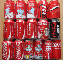 COCA COLA Lot 16 Cans 330 / 200ml Different Top Empty From Lithuania LV EE 2014-2021's - Cans