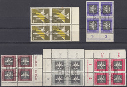 DDR - 1957 - Lotto Di 5 Quartine Obliterate Con Margini E Angoli Di Foglio:  Yvert Posta Aerea 1/5. - Airmail