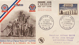 P) 1955 FRANCE, FDC, COVER OF THE 10TH ANNIVERSARY OF THE LIBERATION FORM THE CONCENTRATION CAMPS STAMP, XF - Other & Unclassified
