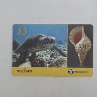 FiGI(F-FJ-TEL-ULI-0006)-Turtle & Sea-(124)(6579175576)($3)(TIRAGE-15.000)-(15.8.2004)-used Card1card Prepiad Free - Fidji