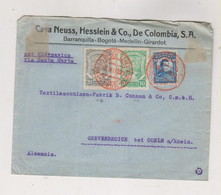 COLOMBIA BOGOTA Nice Airmail Cover To Germany Por HIDROAVION Via Santa Maria - Colombia