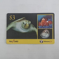 FiGI-(F-FJ-TEL-ULI-0007)Turtle Clown Fish-(126)(2896085097)($3)(99047005220)-(31.10.2003)used Card1card Prepiad Free - Fidji