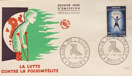 P) 1959 FRANCE, INFANTILE PARALYSIS RELIEF CAMPAIGN STAMP, FDC, COVER OF THE FIGHT AGAINST POLIOMYELITIS, CHILDREN'S, XF - Otros & Sin Clasificación