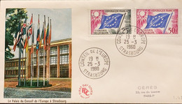 P) 1960 FRANCE, FDC, COVER OF THE PALACE OF COUNCIL OF EUROPE STRASBOURG, COUNCIL OF EUROPE STAMPS, WC , XF - Otros & Sin Clasificación