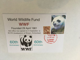 (1 B 34) 60th Anniversary Of WWF Foundation - With Panda Guinée Stamp + OZ Stamp (red P/m) - Usati