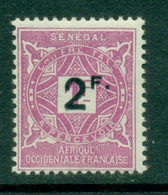 Senegal 1927 Postage Due Surch 2f On 1f MLH - Strafport