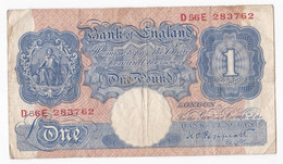 Bank Of England . 1 Pound ( 1928 – 1948 ) Serie D56E . Circulé - 1 Pound