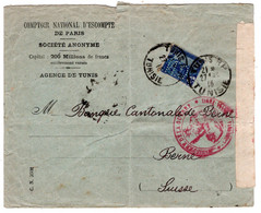 Tunesi , 1916, , Lettre 25 C. Perforee " C.M. "  ( Comptoir Nationale Paris )-Rare   - Perfin   #1483 - Covers & Documents