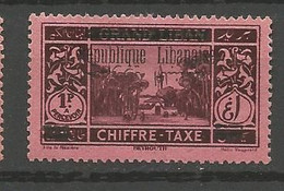 GRAND LIBAN TAXE N° 22 Variétée Petite Barre De La Surch En Bas   NEUF** LUXE SANS CHARNIERE / MNH /Signé CALVES - Portomarken