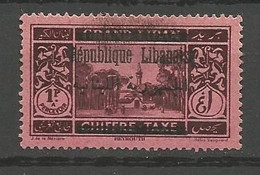 GRAND LIBAN TAXE N° 22 Variétée Double Surcharge De La Barre  NEUF** LUXE SANS CHARNIERE / MNH /Signé CALVES - Portomarken