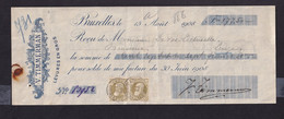 DDAA 476 - Reçu TP Grosse Barbe BRUXELLES 1908 Vers Le Brasseur Devos- Lecluselle à LEUZE - Entete Timmerman, Levures - Cervezas