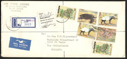 MALAYSIA 1989 R-Brief Deco 6-fach Marken-frankiert Recommandée étranger Einschreiben Ausland Registered Abroad - Malesia (1964-...)
