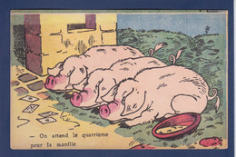 CPA Cochon Pig Surréalisme Non Circulé Position Humaine Jeu De Cartes - Schweine