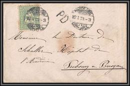 11585 Type Helvetia N°45 Lausanne 1873 Pour Fribourg En Brisgau Lsc Lettre Cover Suisse - Cartas