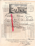 34- CLERMONT L' HERAULT- RARE FACTURE 1884- CARLES & BLANC- VINS HUILE OLIVE -ANDRE BEAUNIER COIFFEUR ST SAINT MATHIEU - Historical Documents