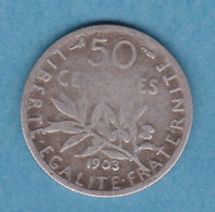 France  50 Centimes 1903  Poids 2,47 G Module 18 Mm - G. 50 Centimes