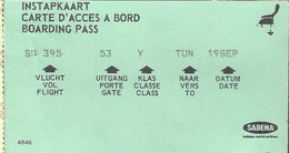 BELGIQUE - SABENA - BRUXELLES-TUNISIE (19.091980) - Cartes D'embarquement