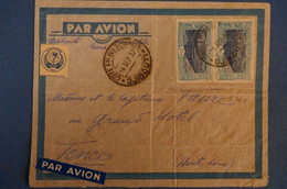 E11 COTE DES SOMALIS BELLE LETTRE 1937 PAR AVION DJIBOUTI A TENCE FRANCE AR ROME ET MARSEILLE + PAIRE DE 1F50 & VIGNETTE - Cartas & Documentos