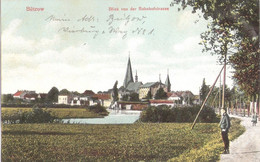 BÜTZOW Mecklenburg Blick Von Der Bahnhofstrasse Belebt Gelaufen Mit Bahnpost ROSTOCK - LUDWIGSLUST ZUG 38 12.4.1910 - Buetzow