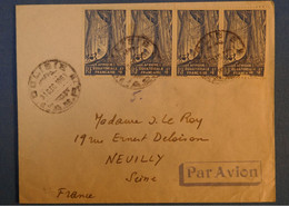 F2 AEF GABON BELLE LETTRE RARE  1951 (Erreur 1851) PAR AVION DOLISIE POUR NEUILLY S SEINE+ BANDE DE 4 TIMBRES - Cartas & Documentos