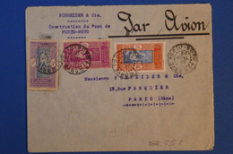 J10 AOF DAHOMEY BELLE LETTRE RARE 1937 PAR AVION CONSTRUCTION DU PONT PORTO NOVO POUR PARIS FRANCE + CACHETS INTERESSANT - Storia Postale