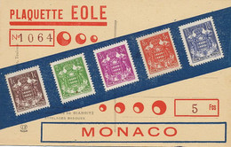 Plaquette Eole 5 Timbres Monaco Veritables Sur Carte Postale Attelage Boeuf Pays Basque - Timbres (représentations)