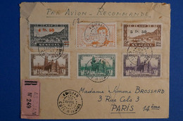 K17 AOF COTE D IVOIRE BELLE LETTRE RECOM. 1947 PAR AVION ABIDJAN POUR PARIS + AFFRANCH PLAISANT - Storia Postale