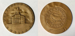 Oude Bronzen Medaille Old Broze Medal Lublin Poland Polska Nowy Ratusz New Town Hall Ancienne Medaille Goat Chevre Geit - Andere & Zonder Classificatie