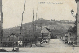 18 Cher - CPA - St Saint SATUR - La Rue Basse Des Moulins - Lavandières - 1907 - Saint-Satur