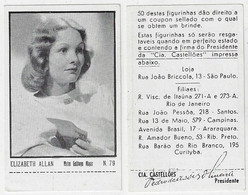 Brazil 1930s Cigarette Castellões Card No. 79 Actress Elizabeth Allan Size 4,2x6,8 Cm Cinema Movie Art - Autres Marques