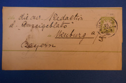 I 18 BAVIERE BELLE LETTRE 1890 MEUBURG+ AFFRANCHISSEMENT INTERESSANT - Postwaardestukken