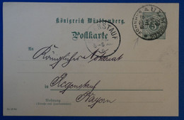 I 22 WUTTENBERG BELLE CARTE 1901 ULM POUR BAYERN ALLEMAGNE+ AFRANCHISSEMENT INTERESSANT - Enteros Postales