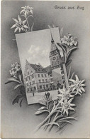 Gruss Aus ZUG Mit Blumenornamenten 1907 - Zoug