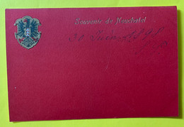 16112 - Souvenir De Neuchâtel  En 1898 Armoiries Dorées Sur Carton Rouge - NE Neuenburg