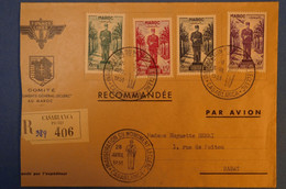 F2 MAROC BELLE LETTRE RECOM.1951 CASABLANCA POUR RABAT . FRANCE LIBRE+LECLERQ++ PA ++ AFFRANCHISSEMENT PLAISANT - Briefe U. Dokumente