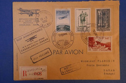 F5 MAROC BELLE LETTRE 1950 PAR AVION CASABLANCA POUR DAKAR ANN.1ERE LIAISON + AFFRANCHISSEMENT PLAISANT - Aéreo