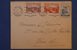 H25 MAROC BELLE LETTRE 1951 MEKNES STREATOR POUR PARIS 16 EME + AFFRANCHISSISSEMENT INTERESSANT - Covers & Documents