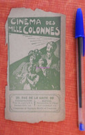 Programme Du Cinéma Des Mille Colonnes (20 Rue De La Gaité à Paris) - Circa 1908 - Voir Descriptif - Programs