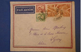 413 INDOCHINE VIETNAM LETTRE 1947  . PAR AVION POUR LYON FRANCE +AFFRANCHISSEMENT PLAISANT - Lettres & Documents