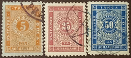 Bulgaria 5 + 25 + 50 Stotinki, 1885 # 11 1/2 Perforation Used As Scan - Postage Due