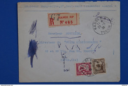 N12 INDO CHINE BELLE LETTRE RECOM.1938 HANOI POUR PARIS RUE ST BENOIT FRANCE+ AFFRANCHISSEMENT PLAISANT - Brieven En Documenten