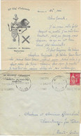 1937 / Env + Courrier Entête Illustrée 60° R I / Lion, Ancre Marine, Carte Coeur / Flamme Besançon - Flags