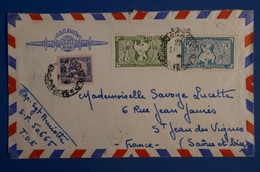 E14 INDOCHINE BELLE LETTRE 1946 PAR AVION SAIGON POUR ST JEAN VIGNES FRANCE + 1 PI + AFFRANCH. INTERESSANT - Covers & Documents