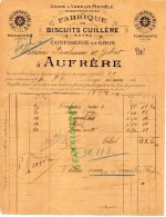 87 - EYMOUTIERS - RARE BELLE FACTURE AUFRERE- FABRIQUE DE BISCUITS CUILLERE ET CONFISERIE - MACARONS-1910 - Alimentos