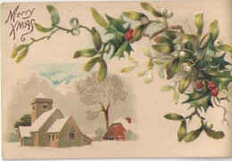 Carte Postale /Noël/Merry Chrismas  /Eglise Sous La Neige Avec Brins De Houx Et De Gui/ Germany/Vers 1910  CVE179 - Other & Unclassified
