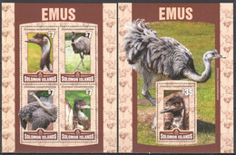 LS507 2016 SOLOMON ISLANDS FAUNA BIRDS EMUS MICHEL #3556-60 1KB+1BL MNH - Autruches